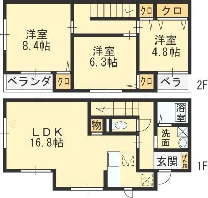 クロワール　ＩＩＩ 3LDK 賃貸物件詳細