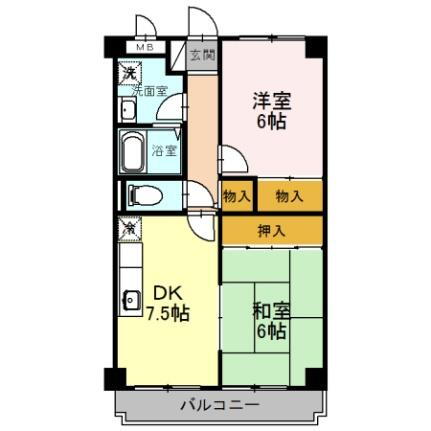 大阪府八尾市旭ケ丘4丁目 近鉄八尾駅 2DK マンション 賃貸物件詳細