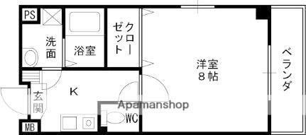 シャンテドミールＡＷＡＪＩ 6階 1K 賃貸物件詳細