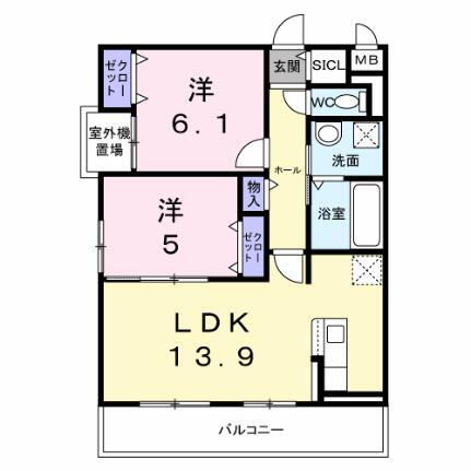沢良宜浜３丁目アパート 2階 2LDK 賃貸物件詳細