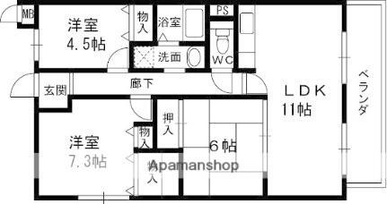 友伸ハウス 3階 3LDK 賃貸物件詳細