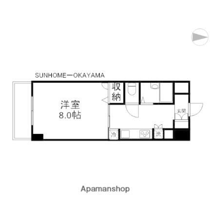岡山県岡山市北区津島京町3丁目 備前三門駅 1K マンション 賃貸物件詳細