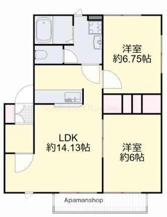 岡山県岡山市北区久米 庭瀬駅 2LDK アパート 賃貸物件詳細