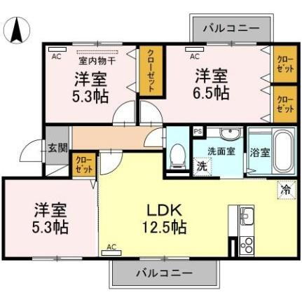 岡山県岡山市中区原尾島2丁目 西川原駅 3LDK アパート 賃貸物件詳細