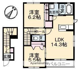 岡山県倉敷市笹沖 西富井駅 2LDK アパート 賃貸物件詳細