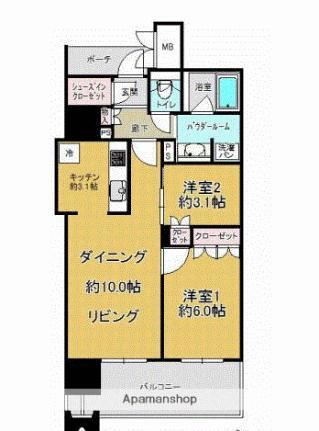 ＭＪＲ赤坂タワー 4階 2LDK 賃貸物件詳細