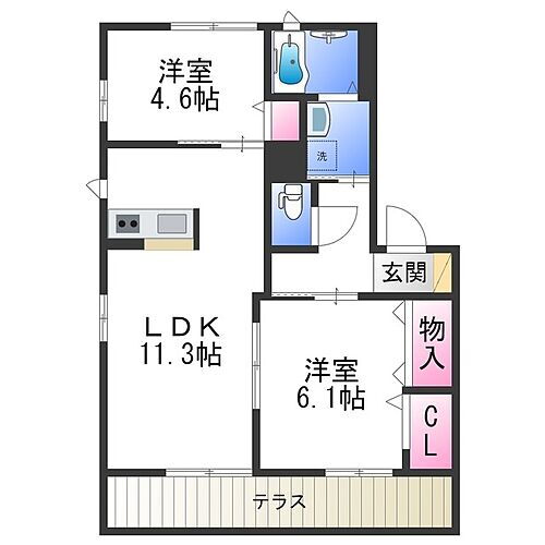 ディオ鶴田 1階 2LDK 賃貸物件詳細