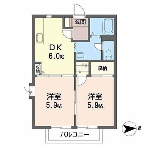 フィオレ　ルガール　Ｃ 2階 2DK 賃貸物件詳細