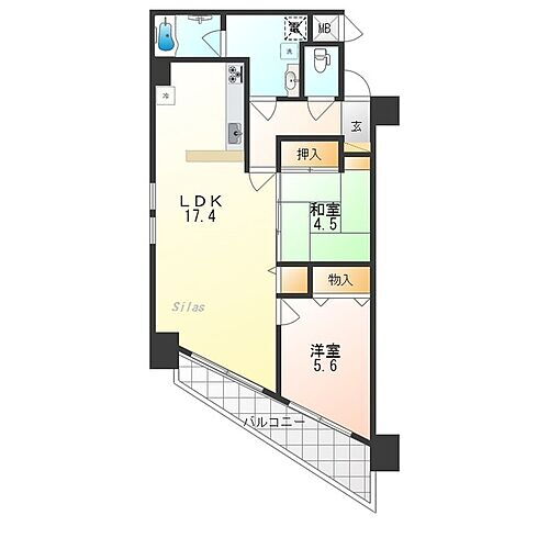 大阪府大阪市東住吉区山坂5丁目 鶴ケ丘駅 2LDK マンション 賃貸物件詳細