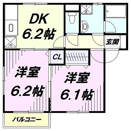 すみやハウスＢ棟 2階 2DK 賃貸物件詳細