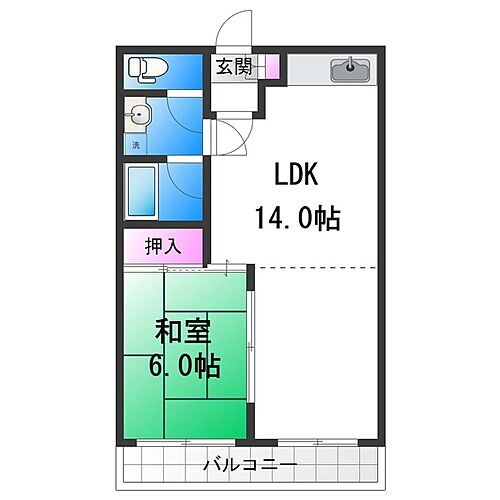 サンデンフラッツ 2階 1LDK 賃貸物件詳細