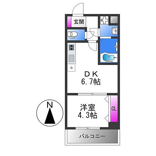 メゾン上小阪 2階 1DK 賃貸物件詳細