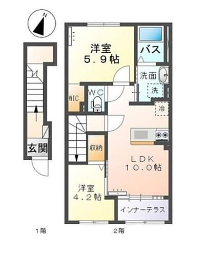 ピエス・クレール　ＩＩ 2階 2LDK 賃貸物件詳細