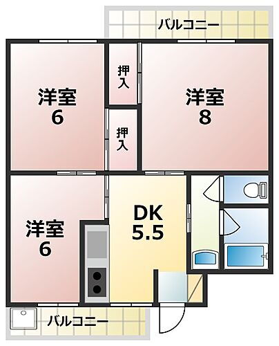 コーポ松男 3階 3DK 賃貸物件詳細