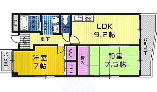 大阪府堺市堺区向陵西町2丁 三国ケ丘駅 2LDK マンション 賃貸物件詳細