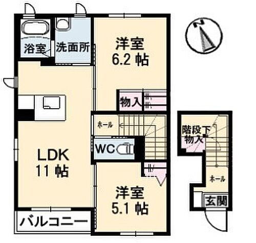 山口県下関市長府三島町 長府駅 2LDK アパート 賃貸物件詳細