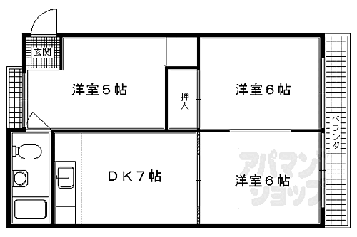 北大入小堀マンション 3階 3DK 賃貸物件詳細