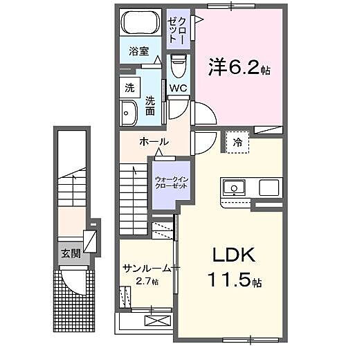 兵庫県姫路市花田町加納原田 御着駅 1LDK アパート 賃貸物件詳細