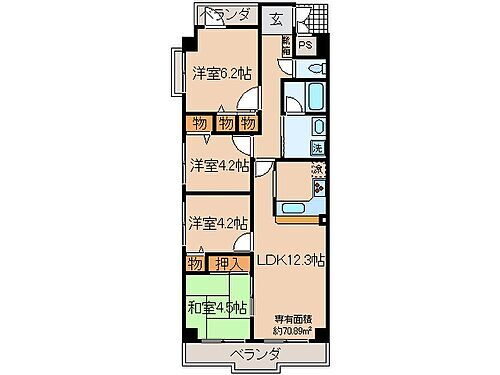 京都府宇治市木幡西浦 木幡駅 4LDK マンション 賃貸物件詳細