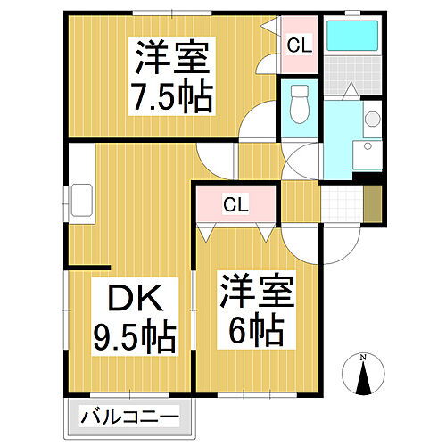 長野県長野市稲里町中央3丁目 長野駅 2DK アパート 賃貸物件詳細