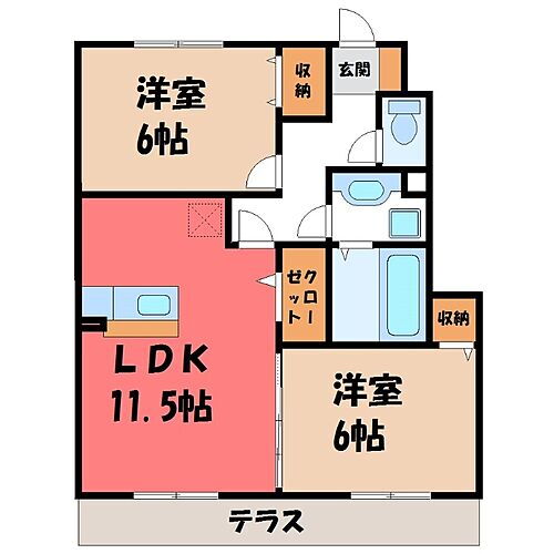 栃木県栃木市大平町富田 新大平下駅 2LDK アパート 賃貸物件詳細