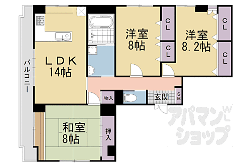 木幡ビル 2階 3LDK 賃貸物件詳細