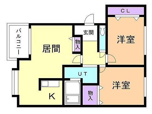 グランデール弐番館 3階 2LDK 賃貸物件詳細