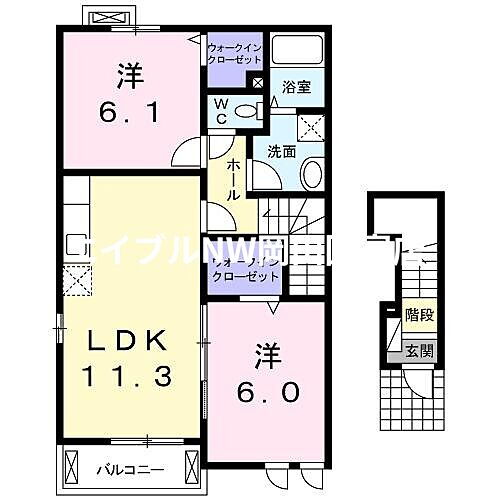 岡山県赤磐市桜が丘東2丁目 万富駅 2LDK アパート 賃貸物件詳細