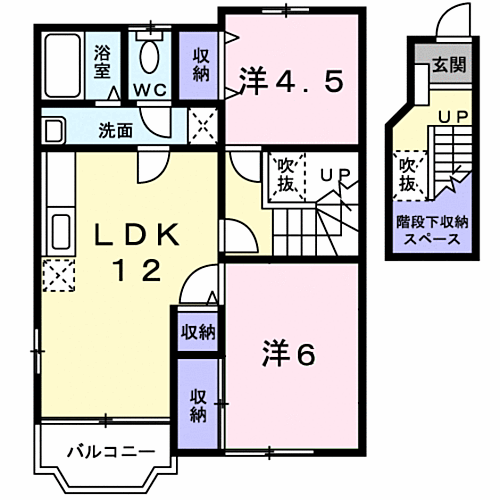 山口県岩国市牛野谷町1丁目 西岩国駅 2LDK アパート 賃貸物件詳細