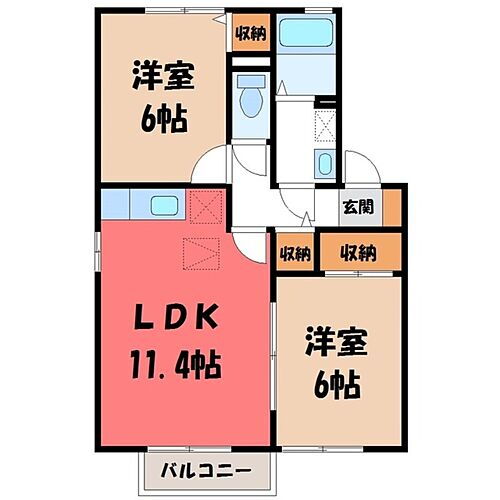 栃木県小山市犬塚1丁目 小山駅 2LDK アパート 賃貸物件詳細