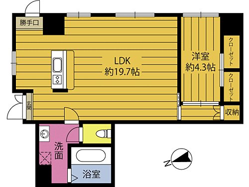 ピア大在 1階 1LDK 賃貸物件詳細