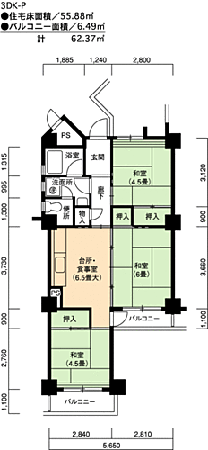 愛知県春日井市高座台2丁目 高蔵寺駅 3DK マンション 賃貸物件詳細