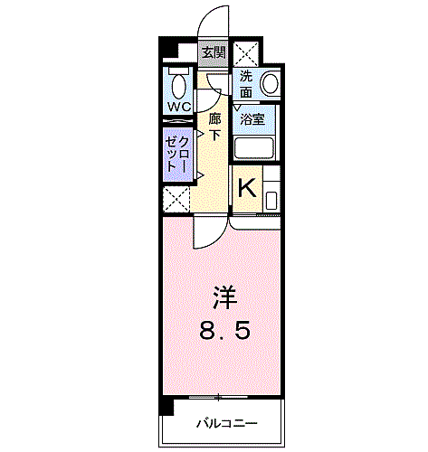 山口県宇部市新天町２丁目 琴芝駅 1K マンション 賃貸物件詳細