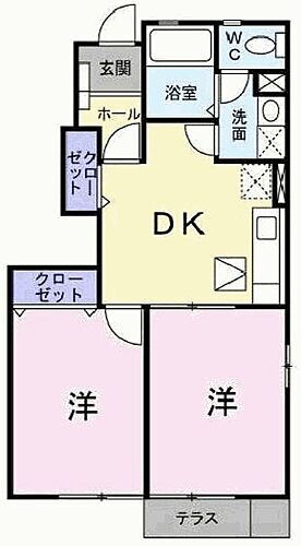 サザンリーフＢ 1階 2DK 賃貸物件詳細