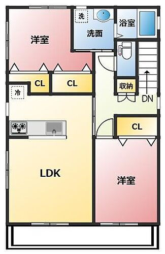 サンフラワー 2階 2LDK 賃貸物件詳細