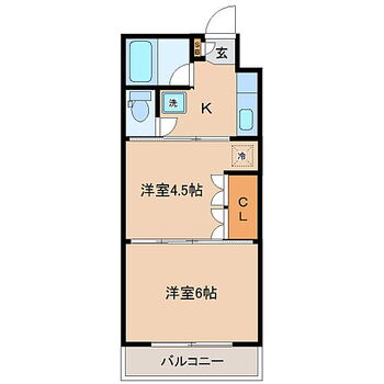  バルコニーは東向き、二人入居可能です。