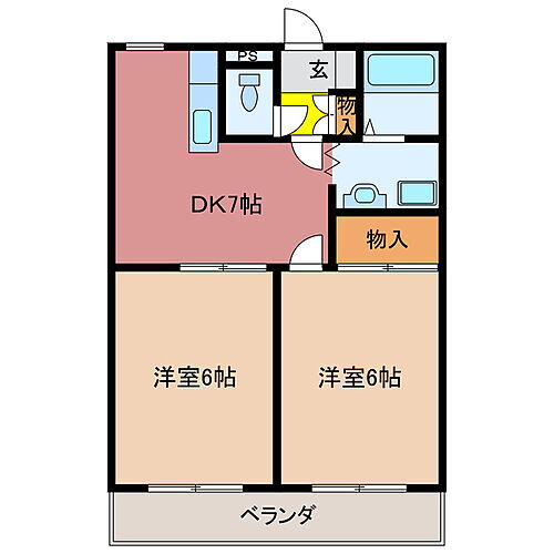 マ・シェリー 1階 2DK 賃貸物件詳細