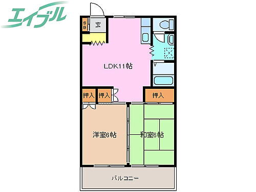アンジーナビル 2階 2LDK 賃貸物件詳細