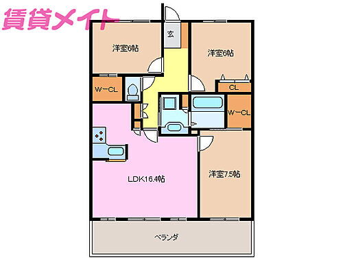 三重県松阪市嬉野中川新町2丁目 伊勢中川駅 3LDK マンション 賃貸物件詳細