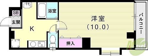  1K（21.4平米）室内洗濯機置き場・風呂トイレ別・収納