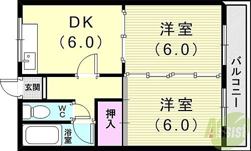 メゾンドＨａｎａ 2階 2DK 賃貸物件詳細