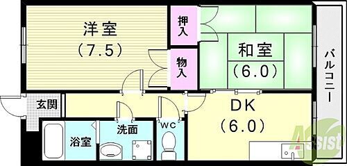 ブルーハイツ北別府 2階 2DK 賃貸物件詳細