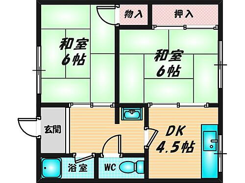 千寿ハイツ 2階 2DK 賃貸物件詳細