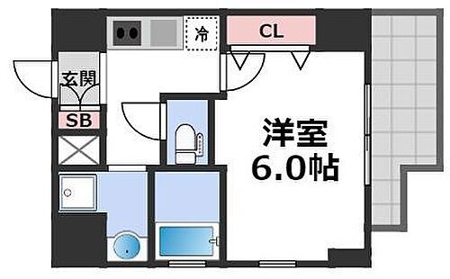 クレイドル四天王寺 7階 1K 賃貸物件詳細