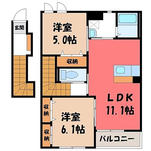 茨城県古河市釈迦 古河駅 2LDK アパート 賃貸物件詳細