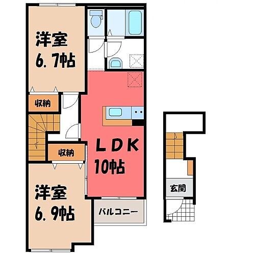 レ・フレール　Ｉ 2階 2LDK 賃貸物件詳細