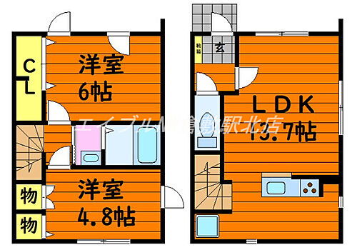 岡山県倉敷市北畝5丁目 弥生駅 2LDK マンション 賃貸物件詳細