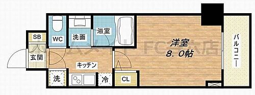 ＱＣフラット北堀江 2階 1K 賃貸物件詳細
