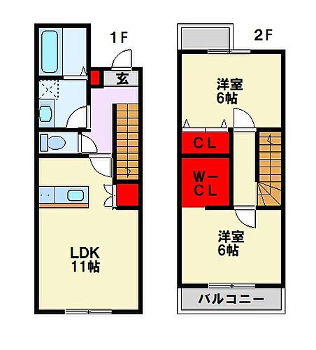 グランスタ馬場山Ｃ棟 2階 2LDK 賃貸物件詳細