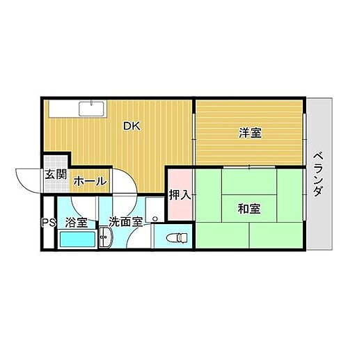 ファミーユ道徳 4階 2DK 賃貸物件詳細